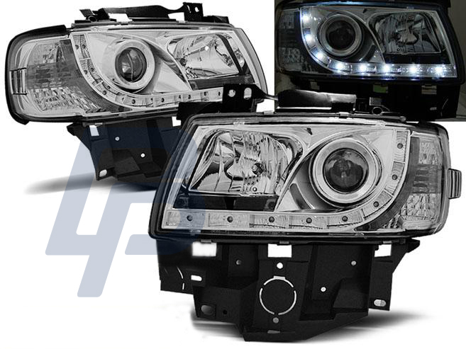 HEADLIGHTS VW T4 08.96-03.03 BUS DAYLIGHT CHROME - 2
