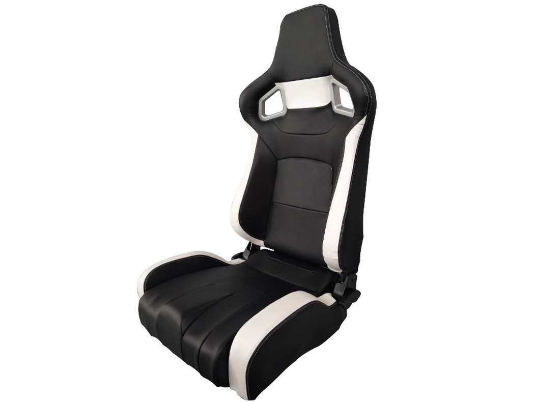SPL ADJUSTABLE RACING SEAT MODEL RS6 V2 BLACK/WHITE PVC - 2