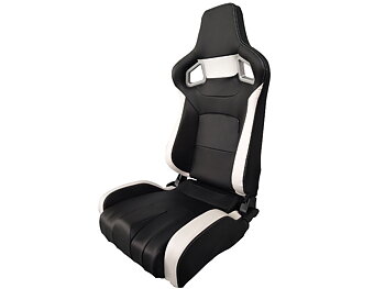 SPL ADJUSTABLE RACING SEAT MODEL RS6 BLACK/WHITE PVC