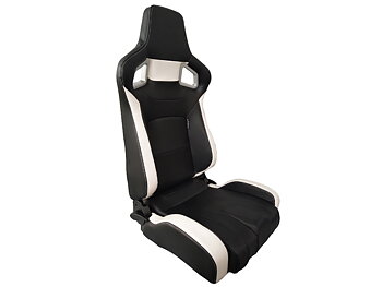 SPL ADJUSTABLE RACING SEAT MODEL RS6 BLACK/WHITE PVC