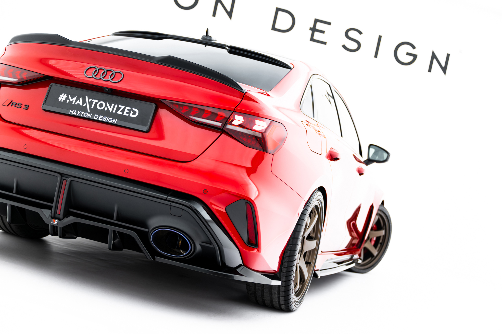 REAR SPLITTER (WITH VERTICAL BARS) V.1 SUITABLE FOR AUDI RS3 SEDAN 8Y FACELIFT – MAXTON DESIGN - 2