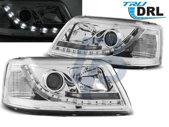 HEADLIGHTS VW T5 04.03-08.09 TRU DRL CHROME - 3