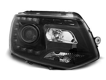 HEADLIGHTS VW T5 2010-2015-  BLACK TRU DRL