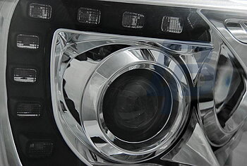 HEADLIGHTS VW T5 2010-2015  CHROME TRU DRL