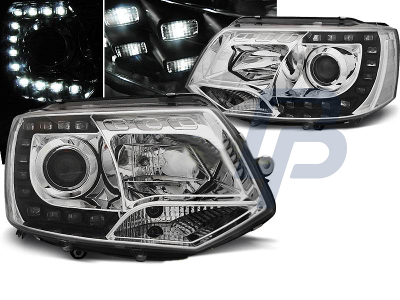 HEADLIGHTS VW T5 2010-2015  CHROME TRU DRL - 6