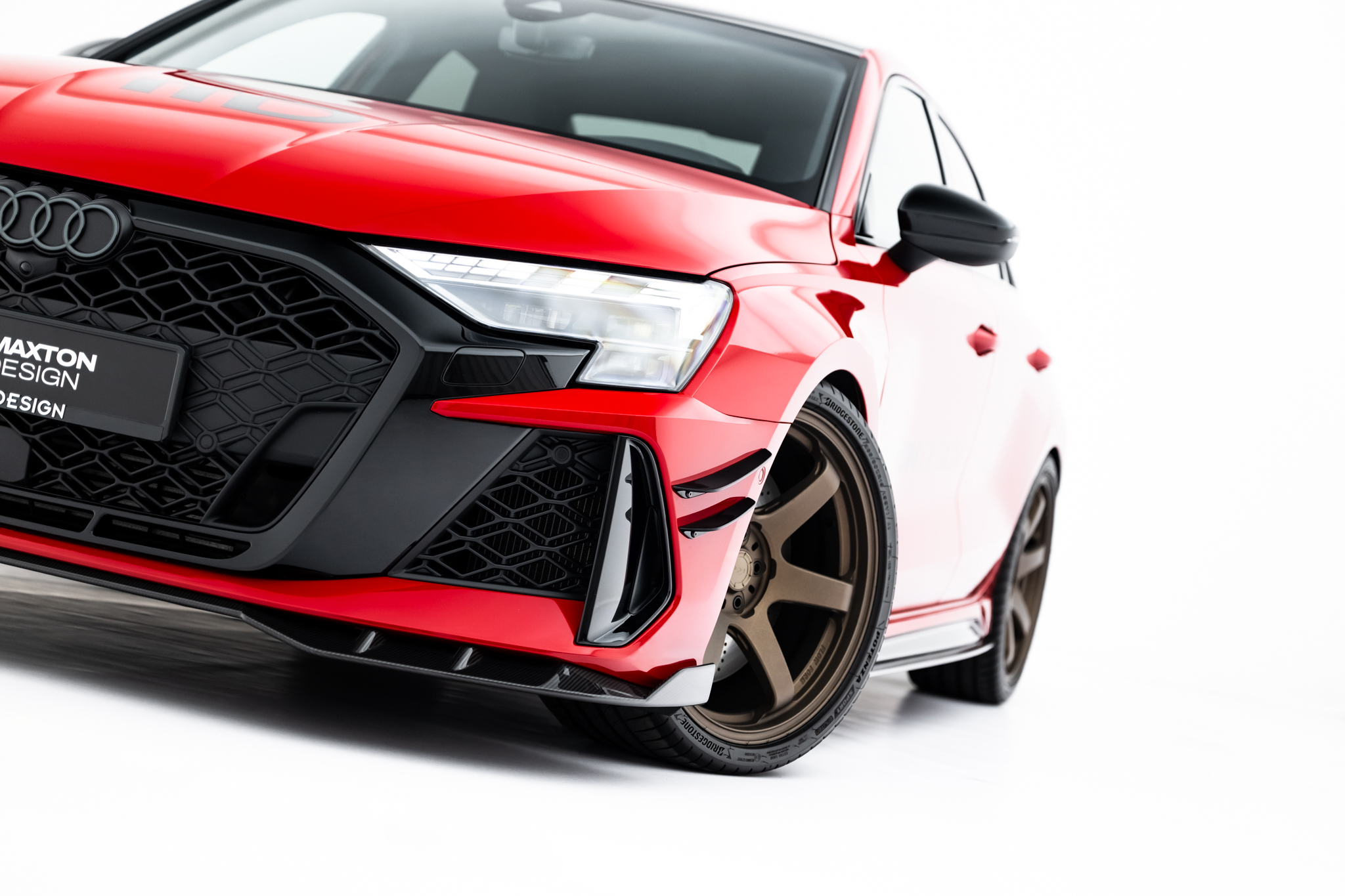 PREPREG CARBON FIBER FRONT SPLITTER SUITABLE FOR AUDI RS3 SEDAN / SPORTBACK 8Y FACELIFT – MAXTON DESIGN - 2