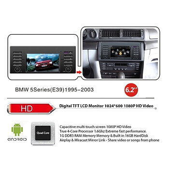 7" BMW E39 E53 X5 M5 E38 ANDROID 13 CUSTOM HEADUNIT