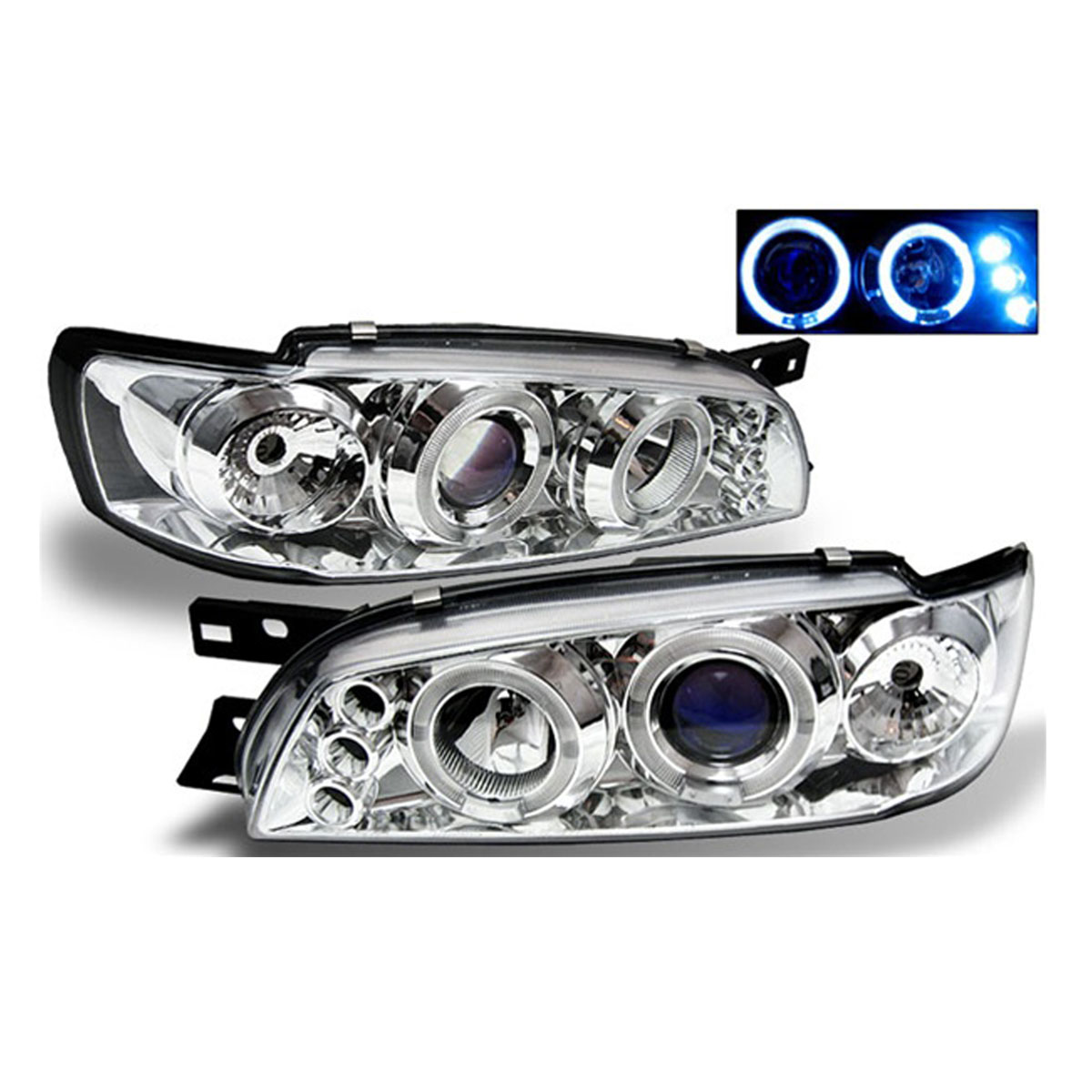 SUBARU IMPREZA 97-01 KROMADE PROJEKTOR STRÅLKASTARE + LED [JY]