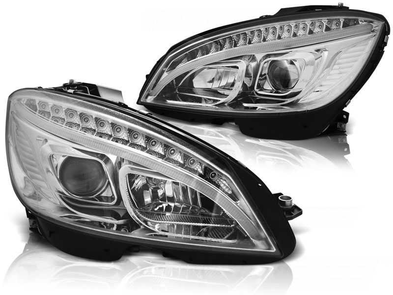 STRÅLKASTARE TUBE LIGHT KROM SEQ TILL MERCEDES W204 2007-2010