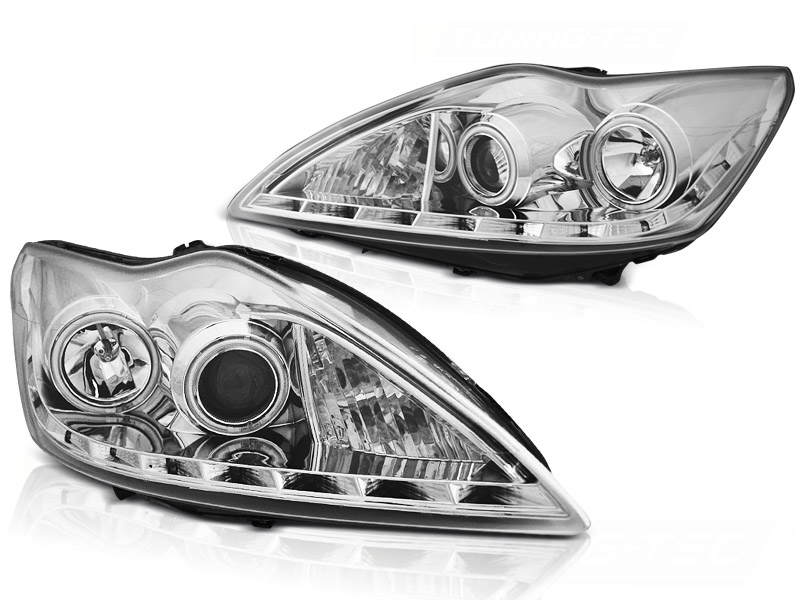STRÅLKASTARE FORD FOCUS II 2008-2010 ANGEL EYES CCFL KROM