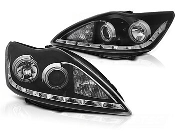 STRÅLKASTARE FORD FOCUS II 2008-2010 ANGEL EYES CCFL SVART