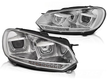 STRÅLKASTARE U-LED LIGHT DRL KROM SEQ TILL VW GOLF 6 2008-2012