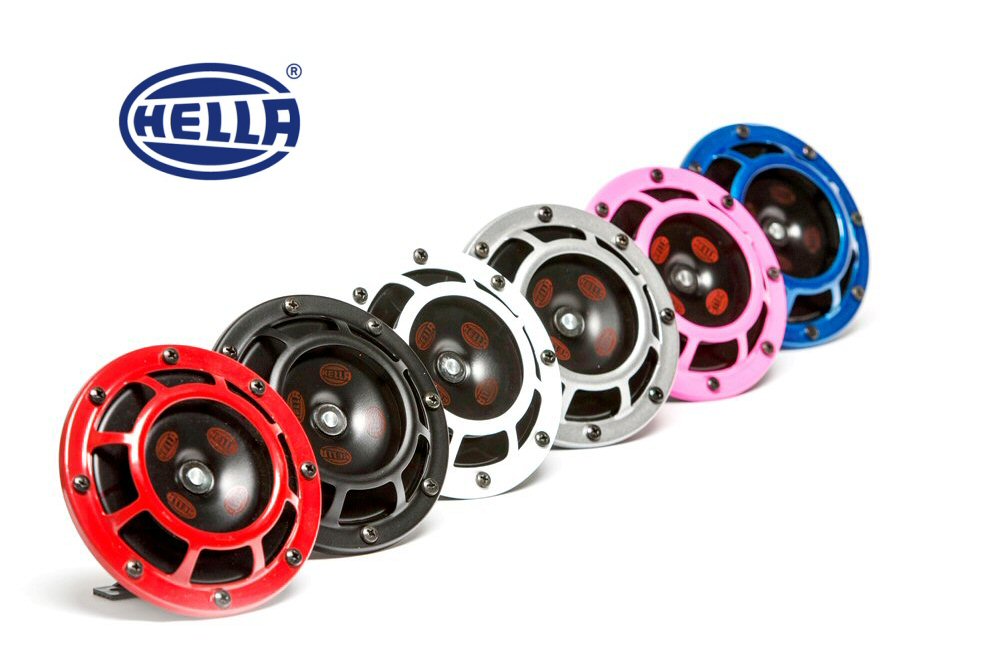 HELLA SUPERTONE HORN KIT RED 118DB SET OF 2 INCL RELAY - 3