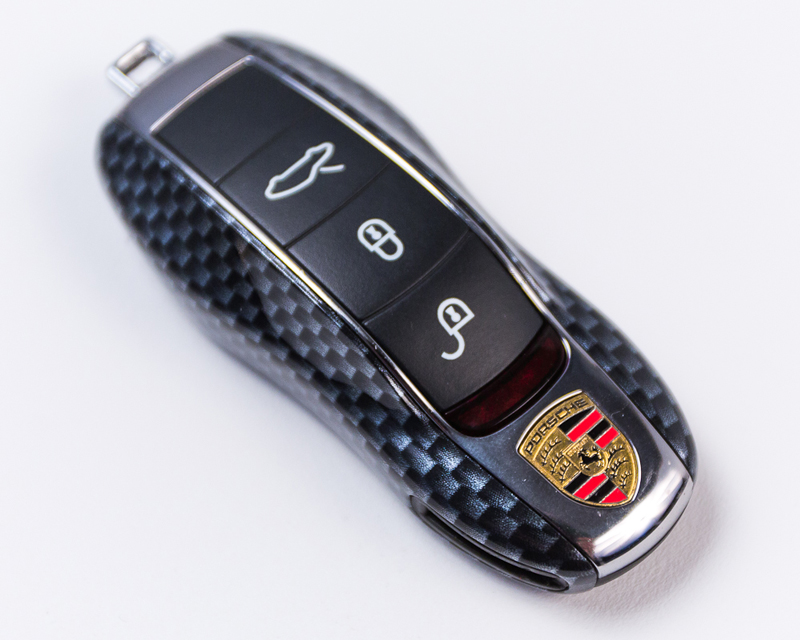 AGENCY POWER GLOSS CARBON FIBER PLASTIC KEY FOB PROTECTION CASE PORSCHE 991 981 CAYENNE PANAMERA - 2