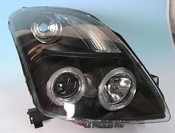 SUZUKI SWIFT 05+ ANGEL EYE HEADLIGHTS BLACK V1
