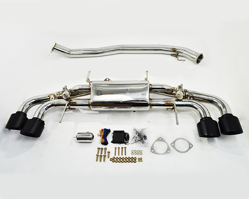 AGENCY POWER ELECTRONIC VALVE CONTROLLED 90MM EXHAUST MUFFLER WITH MATTE BLACK TIPS NISSAN R35 GT-R 09-16