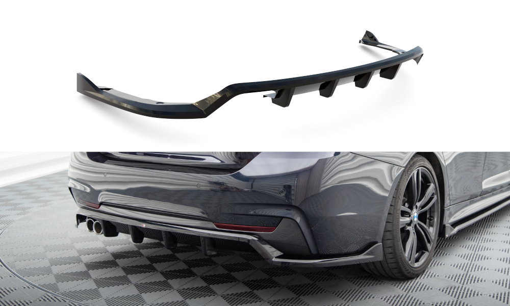 Central Rear Splitter (Vertical Bars) BMW 4 Coupe / Gran Coupe / Cabrio M-Pack F32 / F36 / F33