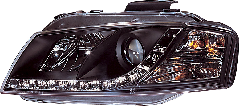 AUDI A3 8P 03+ R8 STYLE LED HEADLIGHTS BLACK V1