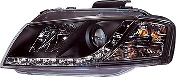 AUDI A3 8P 03+ R8 STIL LED STRÅLKASTARE SVARTA V1