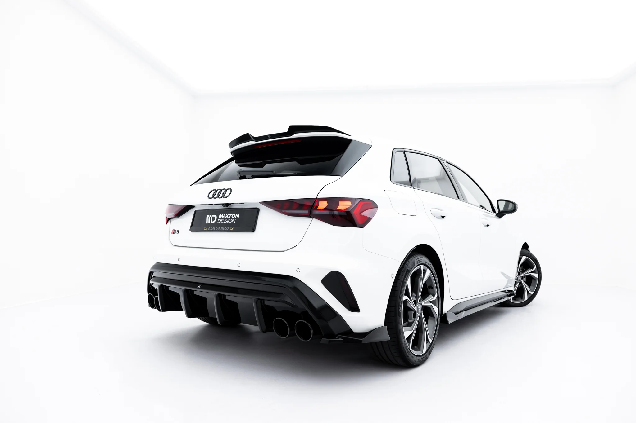 REAR VALANCE + EXHAUST ENDS IMITATION SUITABLE FOR AUDI A3 S-LINE SPORTBACK 8Y FACELIFT – MAXTON DESIGN - 3