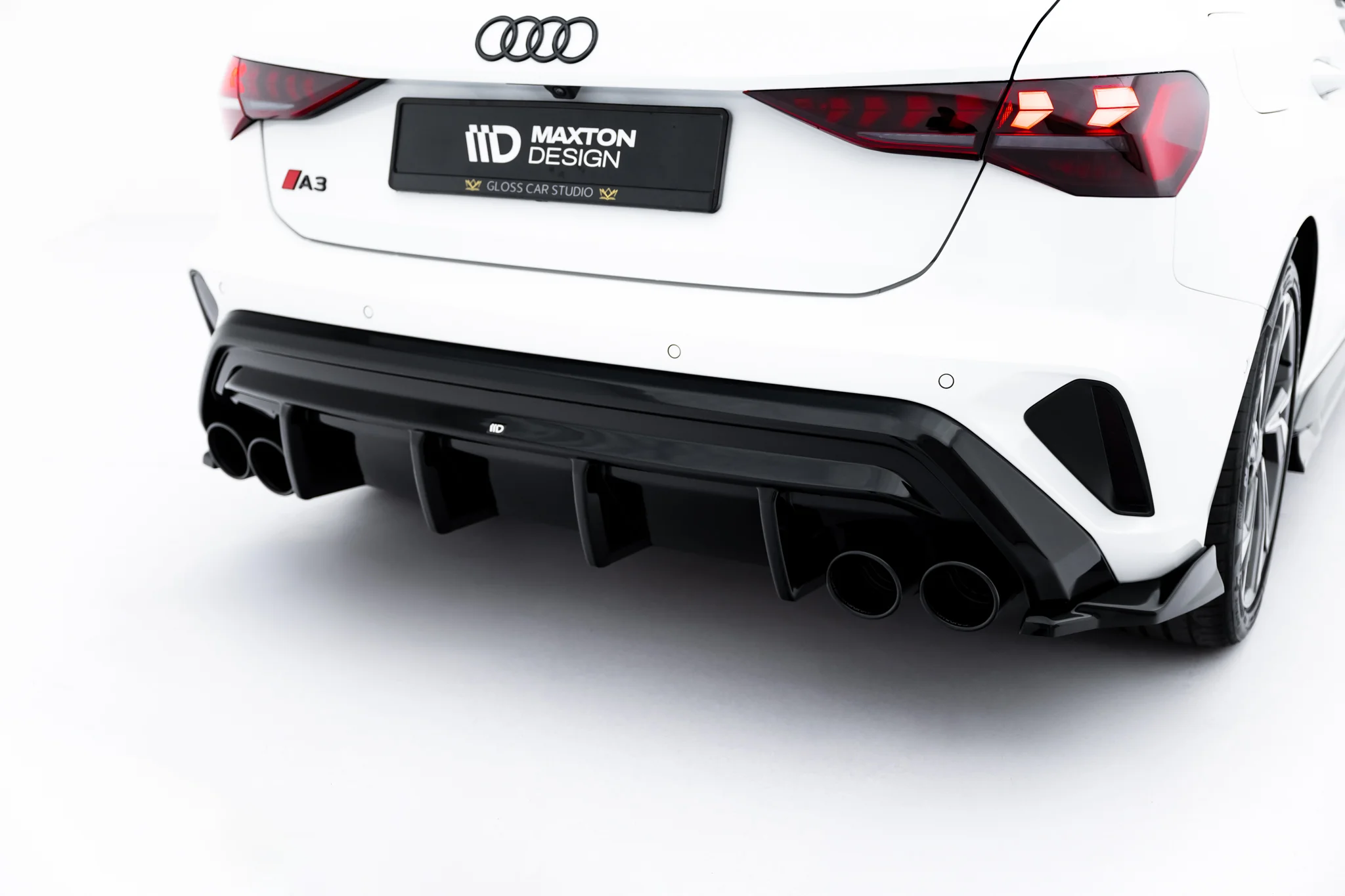 REAR VALANCE + EXHAUST ENDS IMITATION SUITABLE FOR AUDI A3 S-LINE SPORTBACK 8Y FACELIFT – MAXTON DESIGN - 7