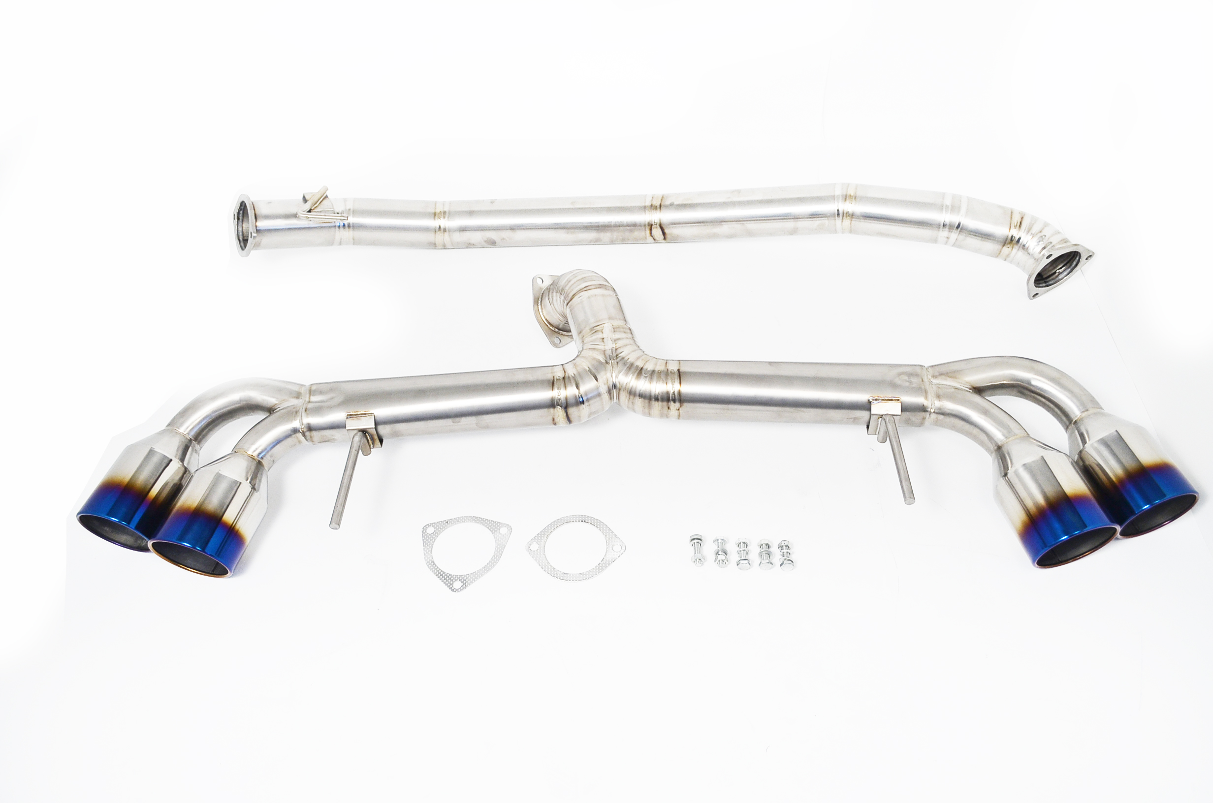AGENCY POWER TITANIUM EXHAUST SYSTEM 90MM PIPING WITH BLUED 120MM TIPS NISSAN R35 GT-R 09-16 - 2
