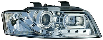 AUDI A4 01-04 R8 STYLE LED HEADLIGHTS CHROME V1