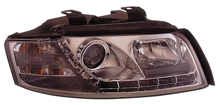 AUDI A4 01-04 R8 STYLE LED HEADLIGHTS CHROME V2