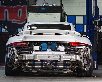 AGENCY POWER SATIN TITANIUM PERFORMANCE RACING MUFFLER PORSCHE 991 TURBO 2014+