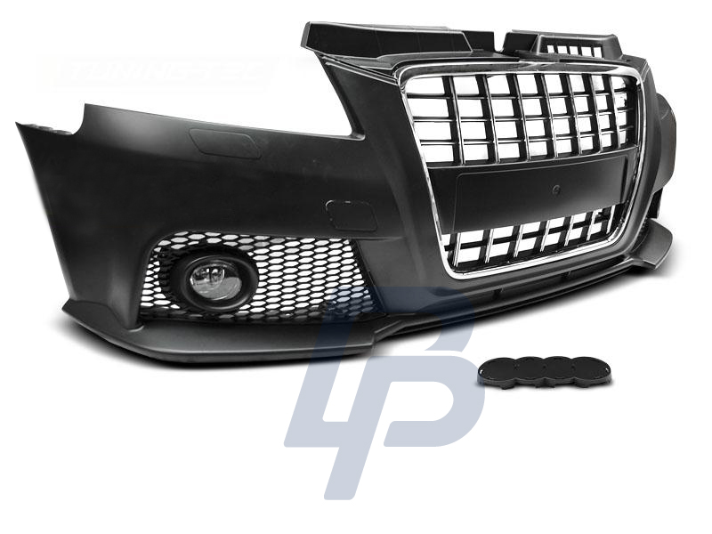 AUDI A3 08-12 S8 STYLE CHROME BLACK FRONT BUMPER - 7