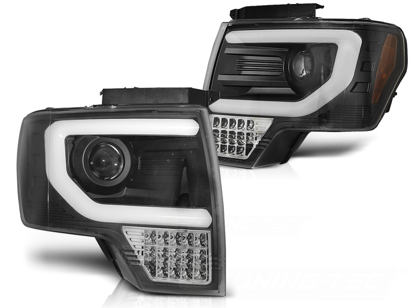 STRÅLKASTARE FORD F150 MK12 2008-2014 TUBE LIGHT SVART