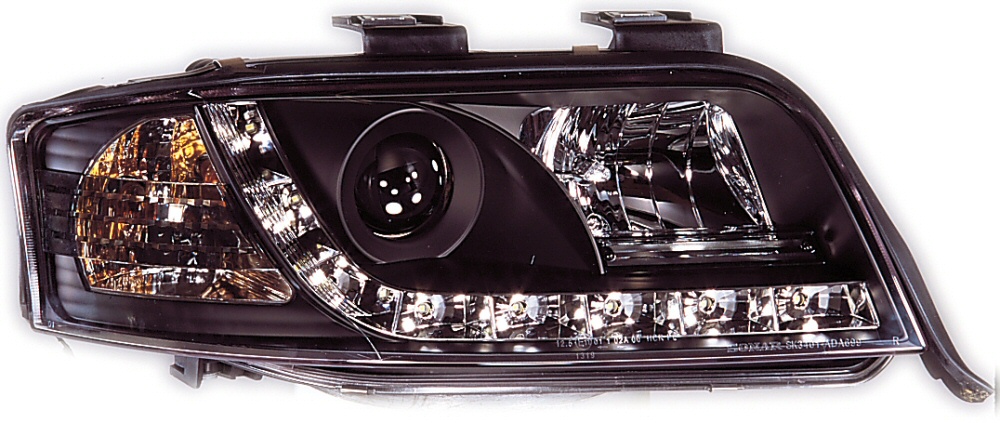 AUDI A6 01-04 R8 STYLE LED HEADLIGHTS BLACK V1