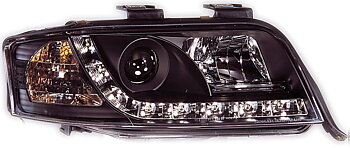 AUDI A6 01-04 R8 STYLE LED HEADLIGHTS BLACK V1