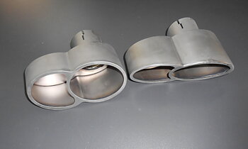 AGENCY POWER QUAD OVAL EXHAUST TIPS SATIN TITANIUM PORSCHE 997 TURBO 07-09