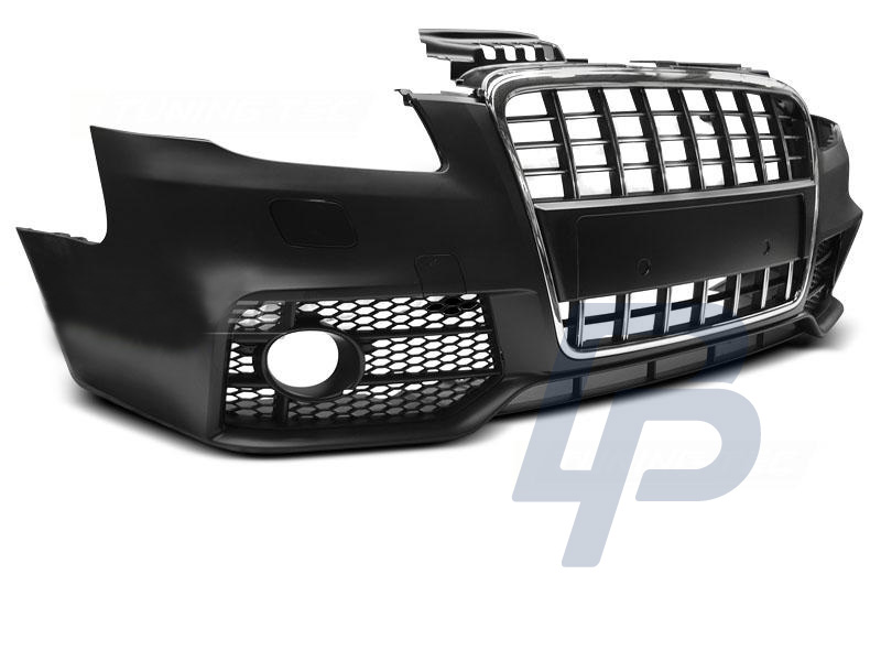AUDI A4 04-08 S-LINE CHROME BLACK PDC FRONT BUMPER - 6
