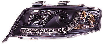 AUDI A6 97-99 R8 STYLE LED HEADLIGHTS BLACK V1