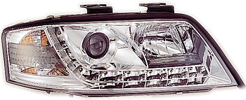AUDI A6 97-99 R8 STYLE LED HEADLIGHTS CHROME V1