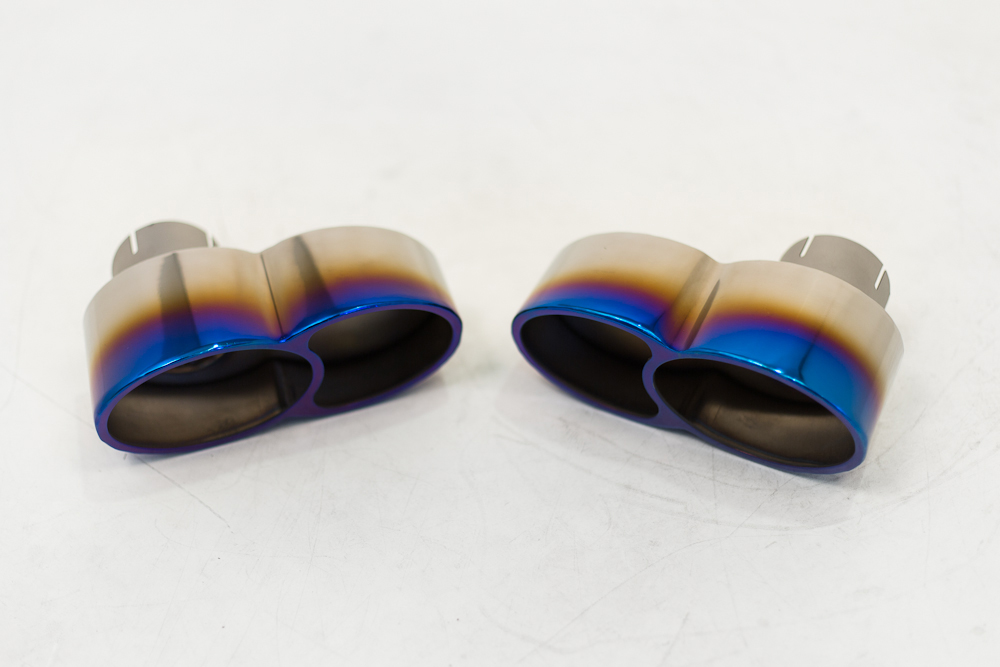 AGENCY POWER QUAD OVAL EXHAUST TIPS BURNT TITANIUM PORSCHE 997 TURBO 07-09 - 2