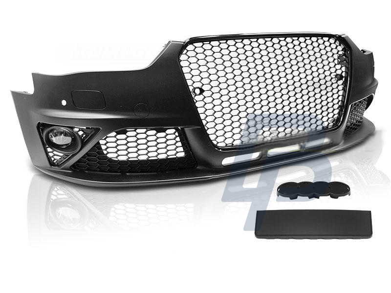 AUDI  A4 B8 12-15 RS STYLE BLACK PDC FRONT BUMPER - 7