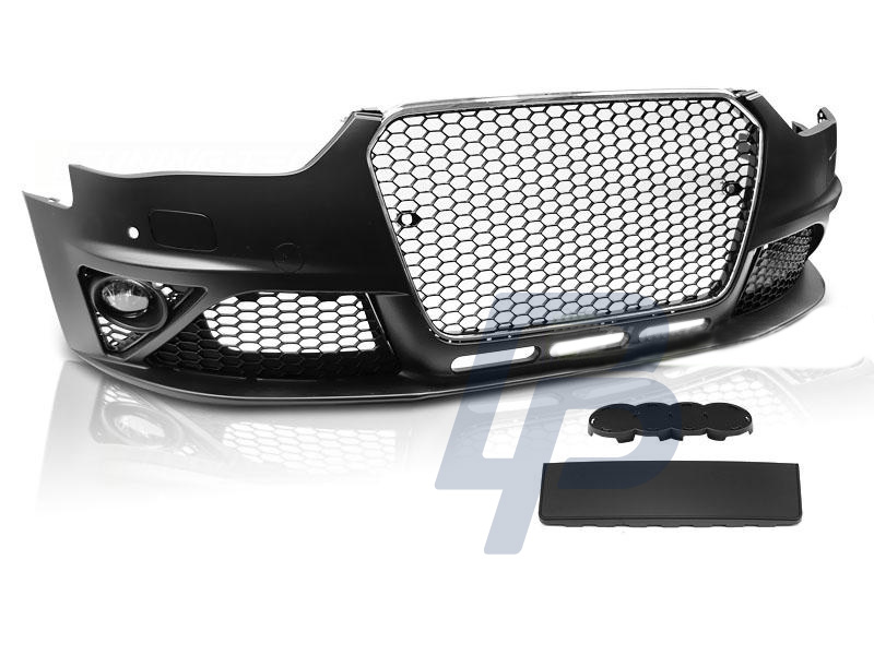 AUDI  A4 B8 12-15 RS STYLE CHROME BLACK PDC FRONT BUMPER - 7