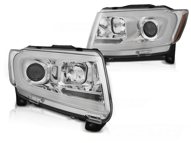 STRÅLKASTARE JEEP GRAND CHEROKEE 2011-2013 KROM TUBE LIGHT SEQ