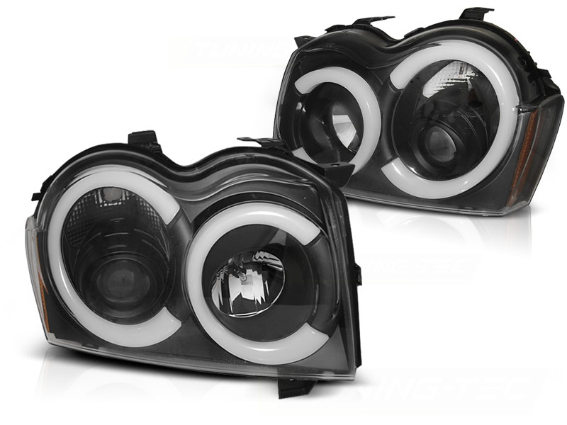 STRÅLKASTARE JEEP GRAND CHEROKEE 2005-2008 SVART TUBE LIGHT