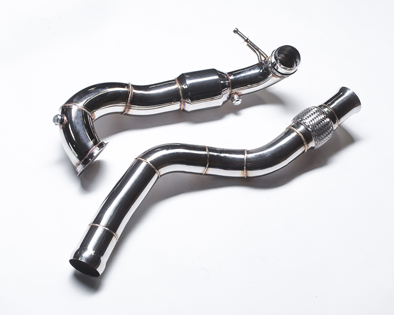AGENCY POWER HIGH FLOW 200 CELL CATTED TWO PIECE DOWNPIPE MERCEDES BENZ A45 AMG | CLA45 AMG | GLA45 AMG
