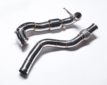 AGENCY POWER HIGH FLOW 200 CELL CATTED TWO PIECE DOWNPIPE MERCEDES BENZ A45 AMG | CLA45 AMG | GLA45 AMG