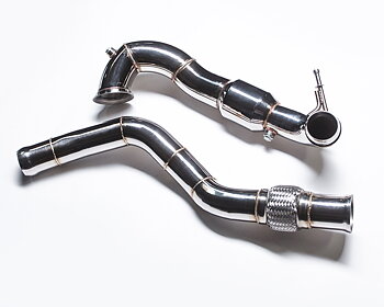 AGENCY POWER HIGH FLOW 200 CELL CATTED TWO PIECE DOWNPIPE MERCEDES BENZ A45 AMG | CLA45 AMG | GLA45 AMG