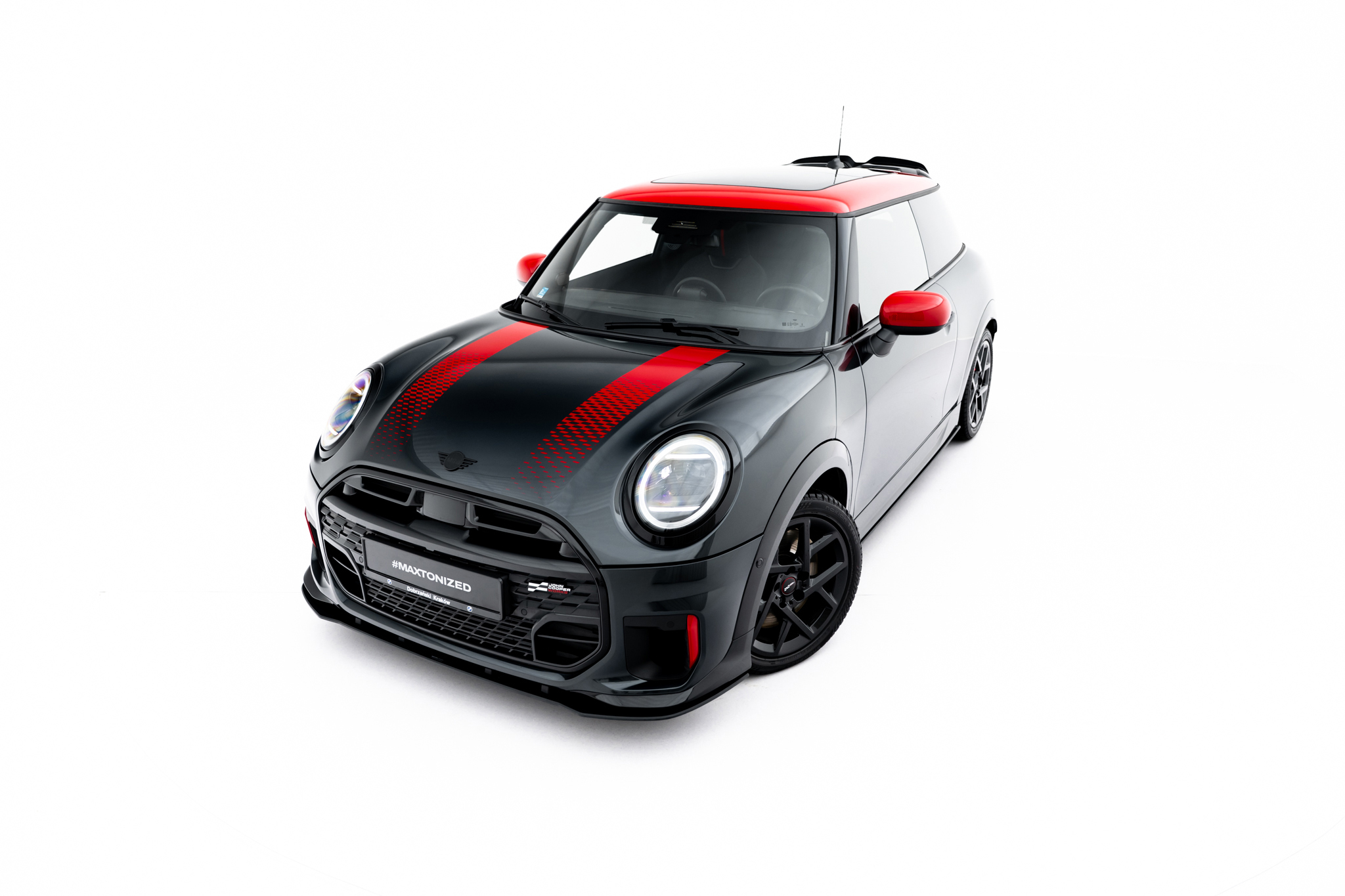 STREET PRO FRONT SPLITTER SUITABLE FOR MINI COOPER JOHN COOPER WORKS F65 – MAXTON DESIGN