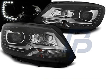 HEADLIGHTS VW TOURAN II 08.10-  BLACK TRU DRL