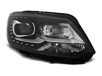 HEADLIGHTS VW TOURAN II 08.10-  BLACK TRU DRL