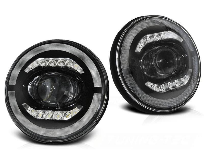 STRÅLKASTARE JEEP WRANGLER TJ/ LJ/ JK 1996-2018 ANGEL EYE LED SVART