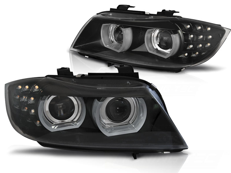 XENONSTRÅLKASTARE LED DRL SVART AFS TILL BMW E90/E91 2009-2011